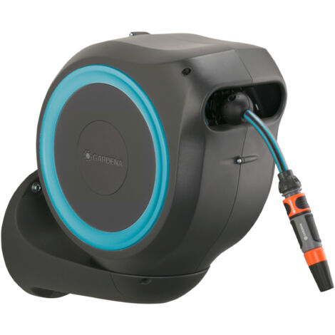 LINDY GARDENA Avvolgitubo da parete automatico RollUp M/L (azzurro): tubo 25 m incluso (18620-20)