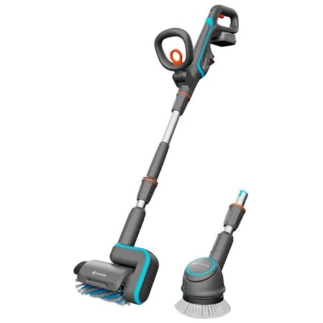 GARDENA Cepillo Multi limpiador AquaBrush de patio o terraza a batería 04/18V POWER FOR ALL, para todas las tareas de limpieza en el hogar y jardín, batería y cargador incluidos (14842-20)
