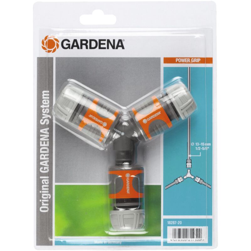 

Kit de derivación de manguera 13 mm 1/2' - 15 mm 5/8' - 3 conexiones de riego - 1 conector en Y GARDENA - 18287-20
