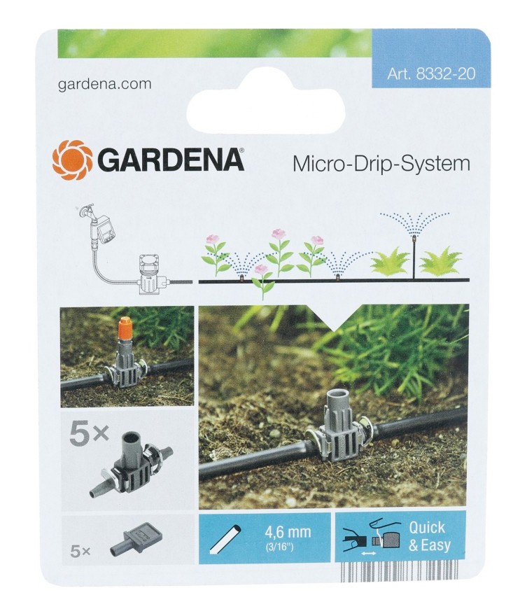 Gardena - Dérivation en t pour Buse de pulvérisation Micro-Drip-System Noir/Argent 35 x 20 x 19 cm 08332-20