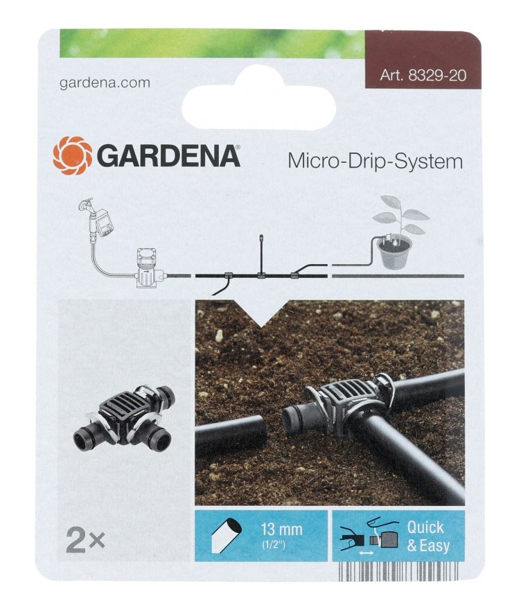 Gardena - Dérivation en t Micro-Drip-System Noir 30 x 20 x 20 cm 08329-20