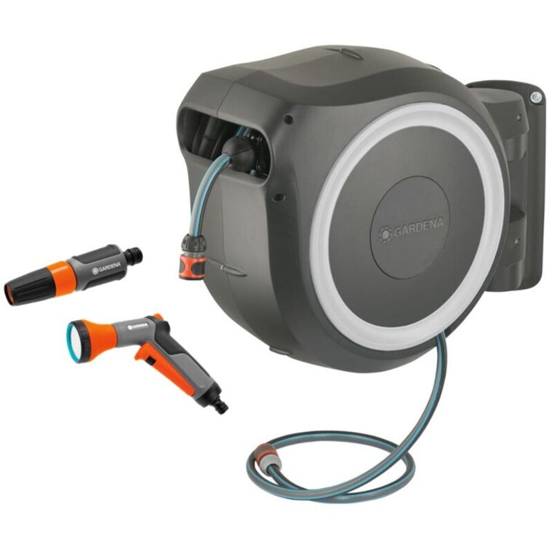 Dévidoir automatique mural RollUp / 25m + pistolet arrosoir multijet 18622 33 Gardena