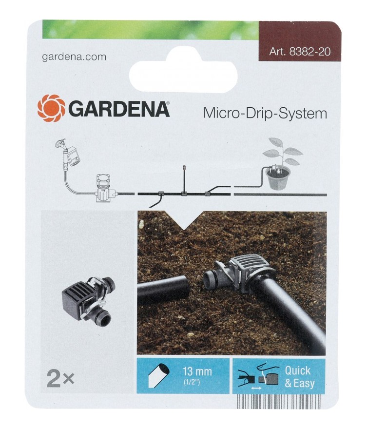 Gardena - Jonction Micro-Drip-System Noir 1/2 - 13 mm a 2 pièces