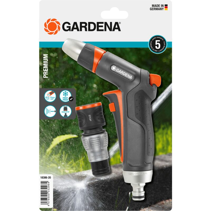 Gardena - Kit Pistolet de nettoyage - Raccord aquastop Premium - 18306-20