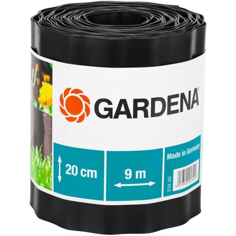 Gardena Lawn Border 20 cm di altezza: confine del prato, anche per letti, 9 m, impedisce la propagazione delle radici, in plastica, marrone (534-20)
