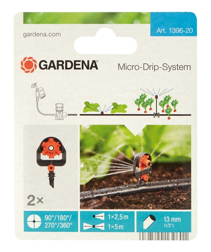 Gardena - Micro-asperseur Micro-Drip-System Noir/Orange 35 x 20 x 19 cm - 2 pièces.