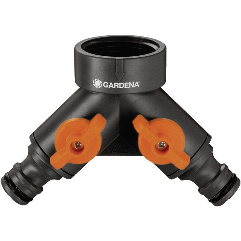 Distributeur d'eau 2 voies Gardena 00940-20 plastique avec vanne de régulation raccord enfichable, 30,3 mm (1') (filet int.) Q020481