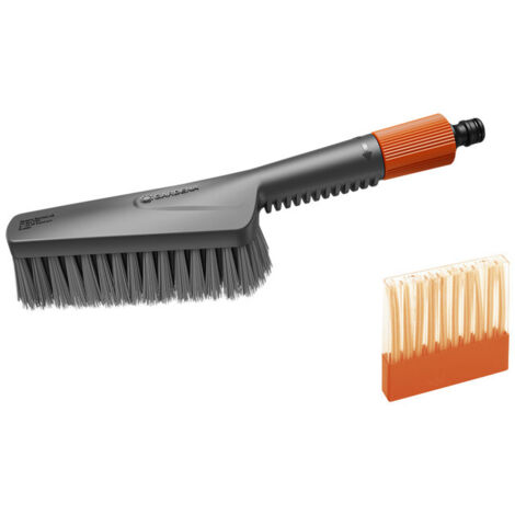 GARDENA Set completo de cepillo de limpieza del hogar de mano S cerdas suaves Cleansystem con jabón, para áreas pequeñas como muebles de jardín, ideal para superficies suaves o delicadas como madera o