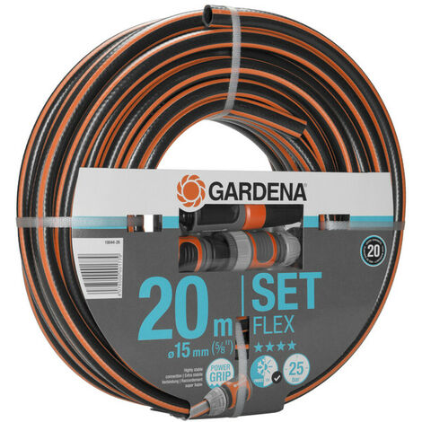GARDENA Set de manguera Flex Ø 15 mm con 20 m de manguera, lanza y accesorios de riego (18044-26)