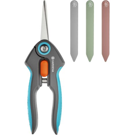 GARDENA Set FreshCut. Ciseaux de récolte + 3 étiquettes pour herbes. Coupes précises et nettes. Poignées ergonomiques. Convient pour un usage alimentaire. (12212-36)