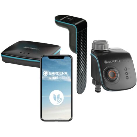 GARDENA Set programmatore irrigazione, sensore umidità e gateway Smart, per il controllo irrigazione via wi-fi (19202-20)