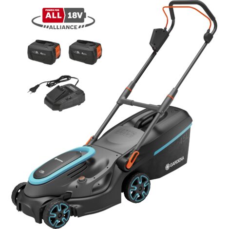 GARDENA Tagliaerba a batteria 18V PowerMax, superfici fino a 350 m2, larghezza taglio 37 cm, batteria inclusa POWER FOR ALL (14638-20)