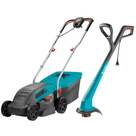 Gardena – Tondeuse à gazon 1400W avec coupe-bordures – Lames en acier trempé – Réglage hauteur de coupe QuickFit – Pour jardins jusqu'à 300 m²