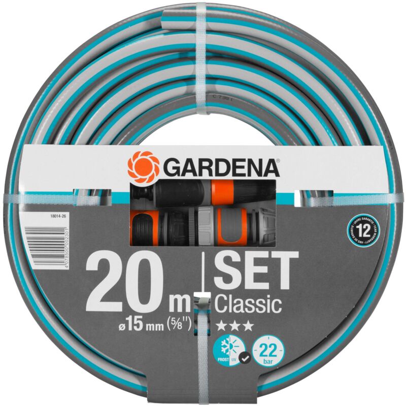 Tuyau d'arrosage Classic 15 mm avec accessoires d'arrosage (18014-26) - Gardena