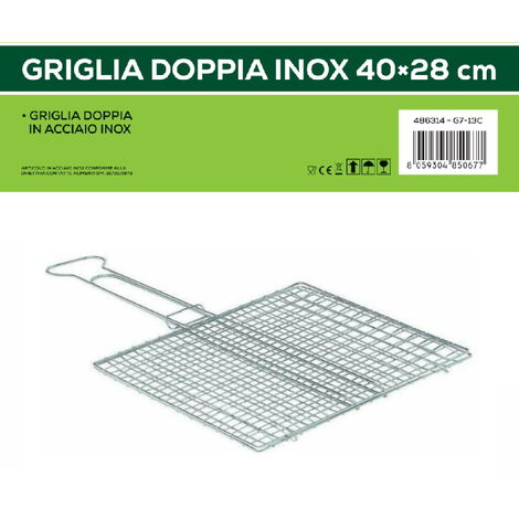 GARDENIA Griglia doppia inox, 40x28 cm