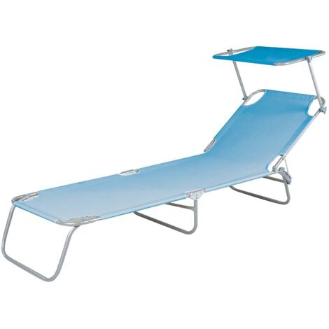 GARDENIA Lettino da mare pieghevole, struttura in acciaio, telo in pvc, 185x55xh.24 cm, colore azzurro