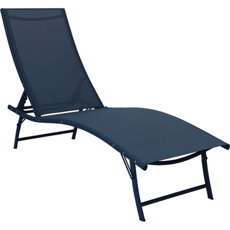 GARDENIA Lettino mare pieghevole, struttura in acciaio e textilene, schienale reclinabile in 4 posizioni, 182x55x46 cm, colore antracite/grigio
