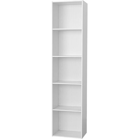 Gardenia Libreria Scaffale 5 Ripiani, Legno, Bianco