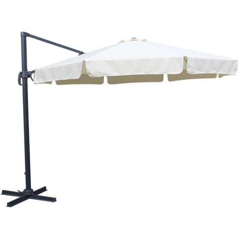 GARDENIA Ombrellone paxos Ø 3,50 mt, con flap  colore ecru, palo in alluminio, 8 stecche, copertura in poliestere 200 gr con protezione uv30+, base rotante 360°"