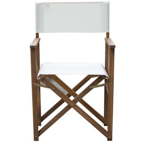 GARDENIA Sedia regista in legno di eucalipto, pieghevole, seduta in poliestere colore bianco, 54,5x51xh.85 cm