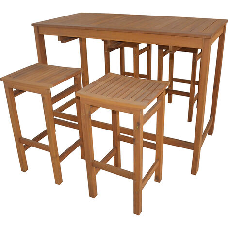 GARDENIA Set barrique in legno, tavolo + 4 sgabelli riponibili