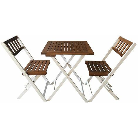 GARDENIA Set bistrò boston in legno di acacia fsc, finitura legno e bianco