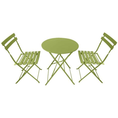 GARDENIA Set tavolo + 2 sedie Bistrot Dover in metallo, colore verde