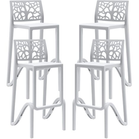 Gardenia Sgabello Alto Impilabile per Interni ed Esterni in Polipropilene Zefiro Bianco Made in Italy per Casa Bar Ristorante, 4, 2204.0073