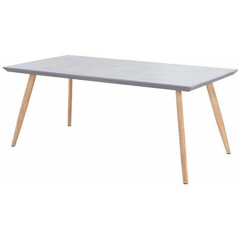 GARDENIA Tavolo da giardino paros in acciaio effetto legno con piano in ceramica grigio 162x82h.74 cm