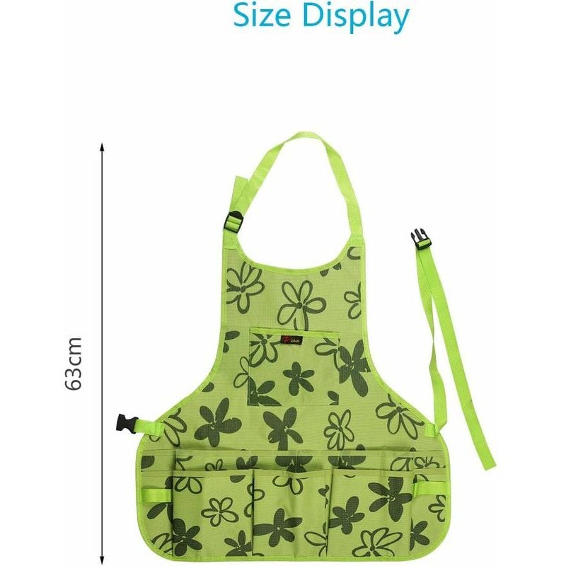 Gardening Apron for Women with Tools (Gloves), 600D Oxford Cloth Garden Apron with 14 Waterproof Pockets for Painter Chef Hairdresser Green