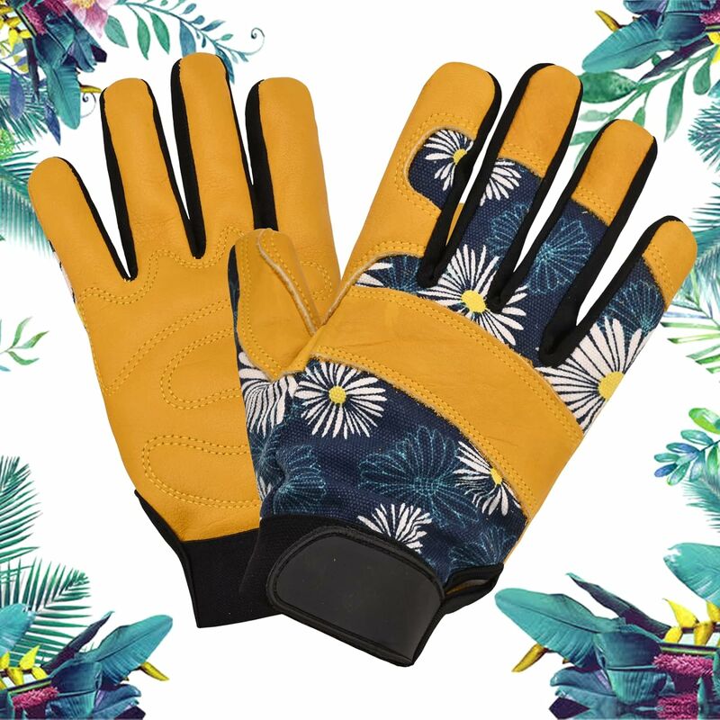 Gardening Gloves for Men and Women, Stab Resistant Gardening Work Gloves Ladies Leather Garden Gloves Multipurpose Safety Work Gloves for Garden Lawn