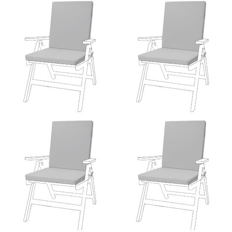 Gardenista Back & Seat Outdoor Water Resistant Chair Pad Cushion Garden Patio Furniture 4pk, Grey