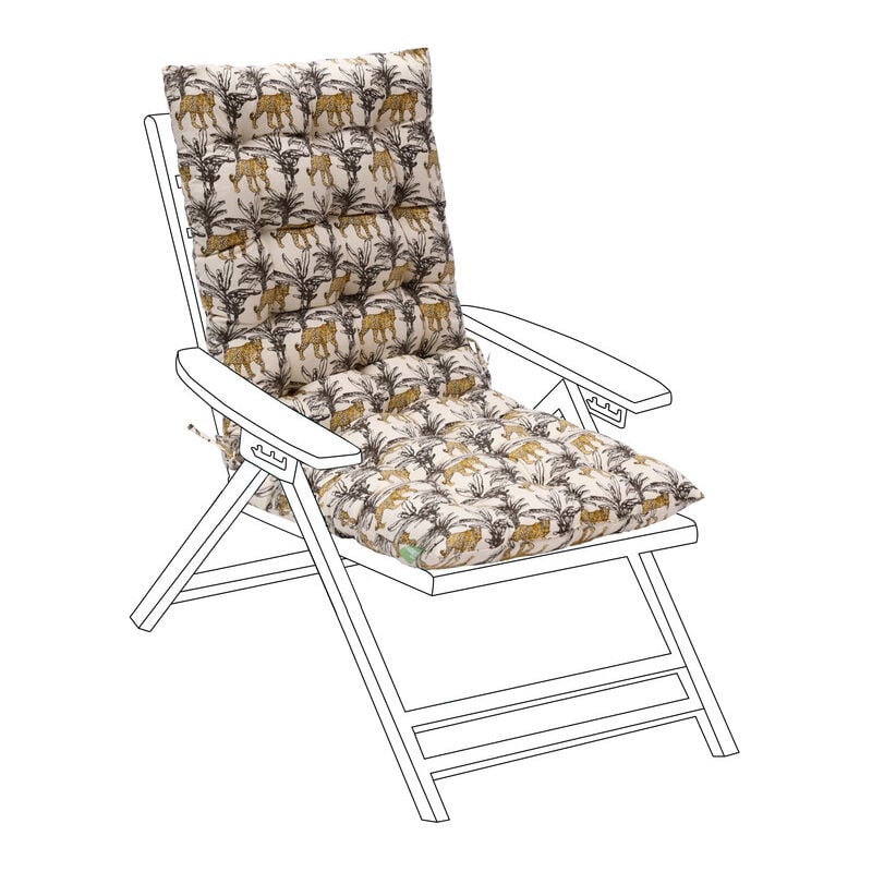 Gardenista - Coussin de siège capitonné pour chaise à dossier haut avec attaches sécurisées, coussins d'assise intérieur et extérieur 120 x 50 cm,