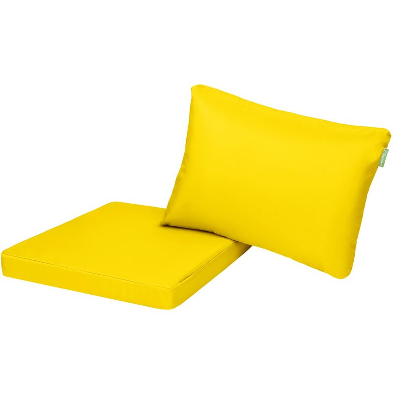 Coussins de siège et oreillers de dossier pour meubles en rotin, Durables Lot de canapé coussins pour jardin avec Remplissage - Jaune(2pc)