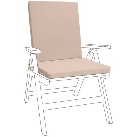 Gardenista Cuscino del sedile per sedia da giardino, cuscino pieghevole per sedia da giardino con schienale alto con rivestimento con cerniera rimovibile resistente all'acqua - Pietra