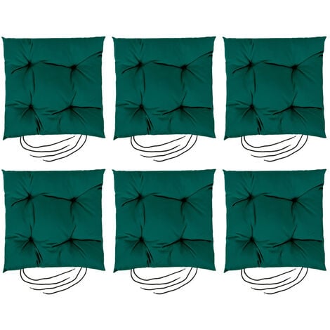 Gardenista Cuscino di seduta per sedia da giardino, cuscini per sedia da giardino trapuntati resistenti all'acqua con rivestimento rimovibile con cerniera - 6 pezzi - Verde