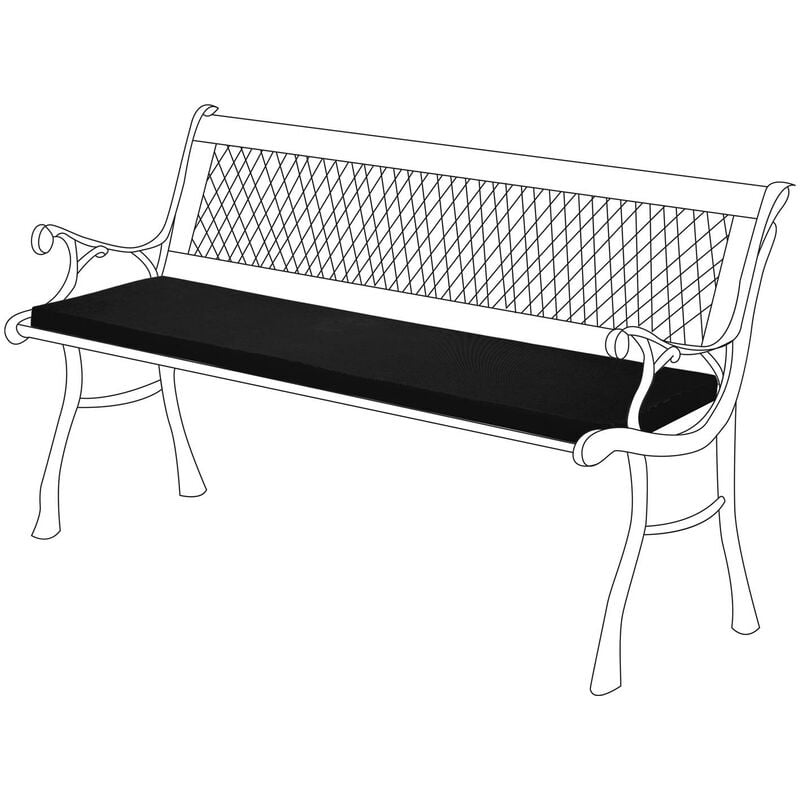 Extérieur Replacement 2 places Coussin de banc Pour les meubles de terrasse Avec un banc de jardin confortable et léger rembourrer 120x33x5cm, Noir