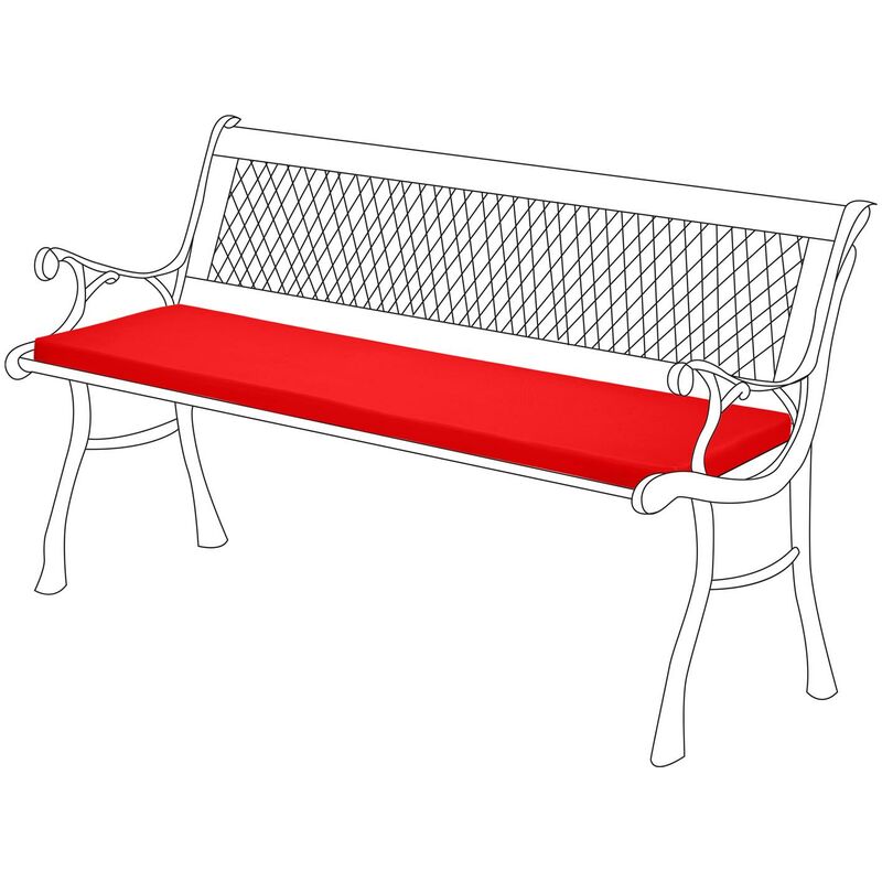 Extérieur Replacement 2 places Coussin de banc Pour les meubles de terrasse Avec un banc de jardin confortable et léger rembourrer 120x33x5cm, Rouge