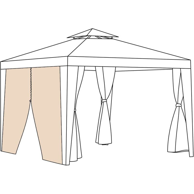 Rideaux de tonnelle d'extérieur avec œillets, imperméables et coupe-vent avec porte zippée pour jardin, pare-soleil et rideau anti-UV 2,6 x 1,9 m,