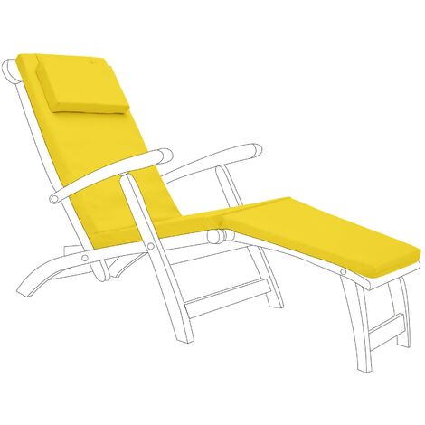 Gardenista Water Resistant Steamer Chair Cushion Seat Pad Garden Patio Sun Lounger Recliner, Yellow