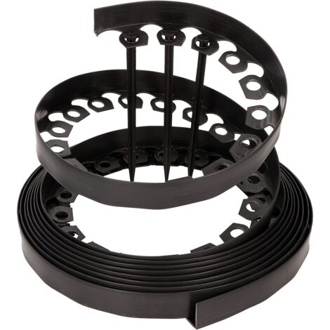 GARDENIX LineBORDER flessibile in plastica Bordo per prato in, 20 ancoraggi a terra, lunghezza 10 m, altezza 4 cm, Nero