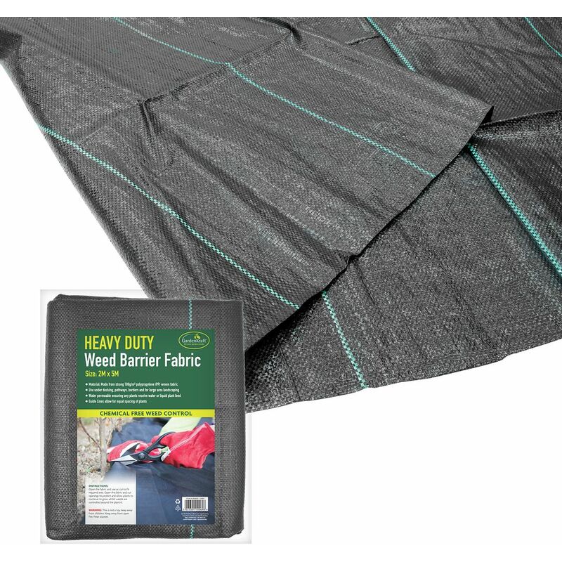 10069 Heavy Duty Weed Control Fabric / 10m Coverage From 1 Individual 5m x 2m Barrier Roll / Multi-Purpose Garden Landscaping Ground Cover