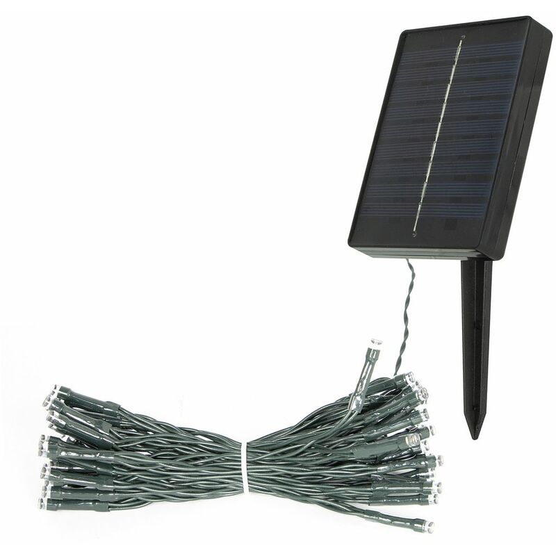 17460 50 Warm White Solar Powered Outdoor LED String Lights / IP44 Weatherproof / Auto-On / Garden, Weddings, BBQ’s, Parties - Gardenkraft
