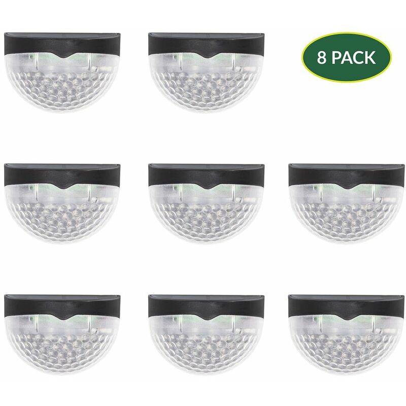 Gardenkraft - Decorative Fence Lights / Solar Powered / 4 and 8 Pack / Wall Mounted Bright White LEDs / Easy Installation / IP44 Weatherproof (Bright