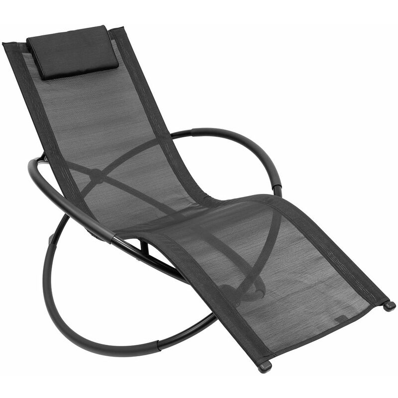 GardenKraft Louis Moon Chairs Rocking Sun Loungers/Garden Chairs with Pillow/Zero Gravity Effect/Steel Frame/Ultra-Durable Textilene Material/Grey Or