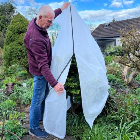 GardenSkill Garden Fleece Plant Frost Protection Cover 2 x 2.5m Pk 1 - 50GSM Horticultural Winter Jacket for Shrub Flower Crop Tree with Zipped Entrance, Drawstring