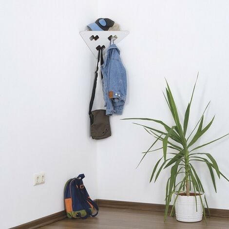 Garderobe Garderobendreieck mit 3 Garderobenhaken Schwarz & Weiß Garderobenpaneel Wandgarderobe Eckgarderobe Garderoben Set