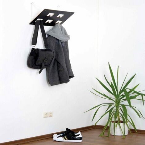 Garderobe Garderobenrechteck mit 5 Garderobenhaken Schwarz & Weiß Garderobenpaneel Wandgarderobe Eckgarderobe Garderoben Set