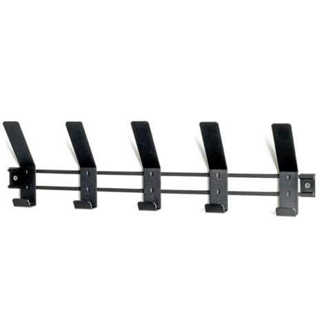 Garderobe murale, Patère murale avec 5 crochets en métal coloris noir -longueur 52 x profondeur 6 x hauteur 13 cm