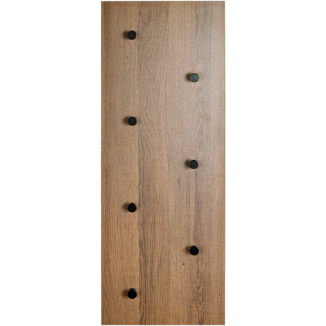 Garderobe murale, patère murale coloris chêne et métal noir - Longueur 80 x Profondeur 5 x Hauteur 30 cm